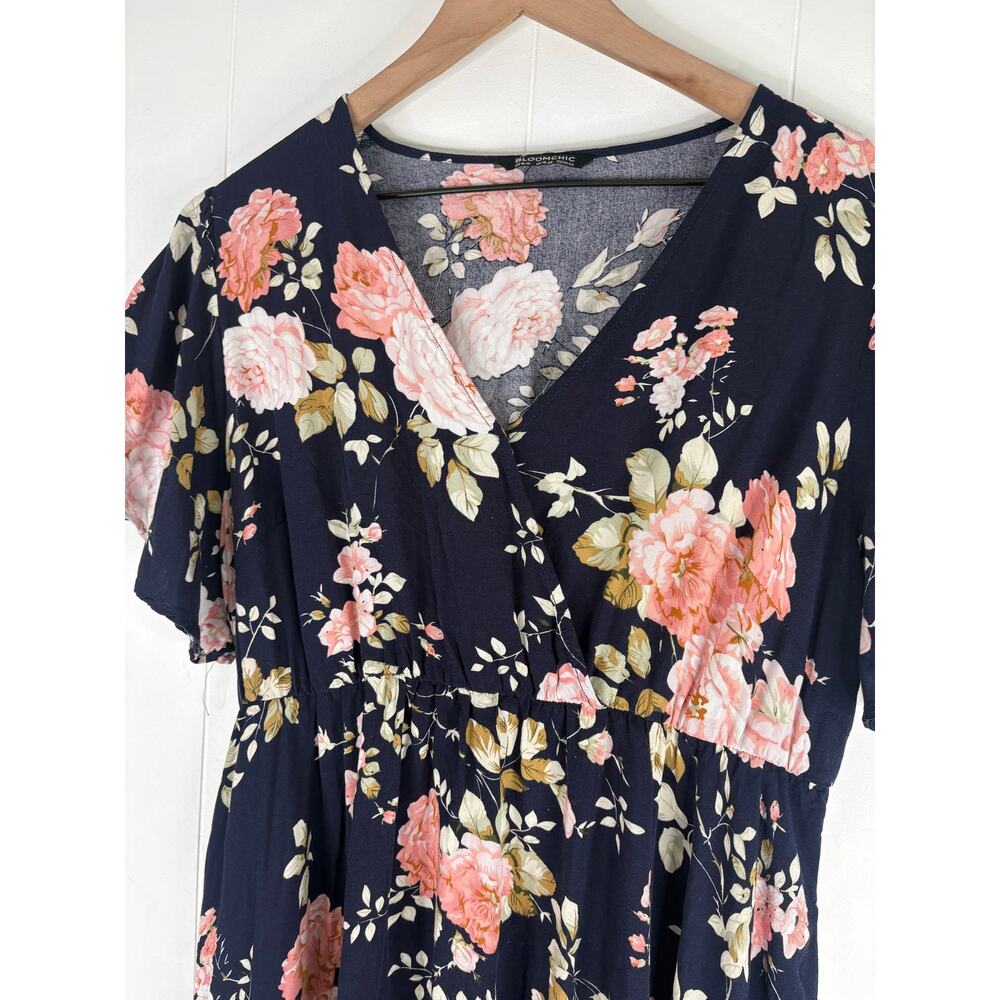 BLOOMCHIC Bloom Ditsy Floral Flutter Sleeve Maxi Dress Plus Size 14 16 Split Leg - Picture 5 of 9